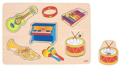 Goki noppenpuzzel muziekinstrumenten met geluid, 5st.
