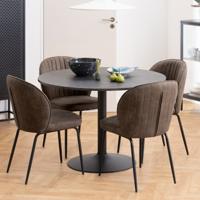 Bendt Ronde Eettafel 'Ivana' Marmerprint, Ø110cm, kleur Zwart - thumbnail