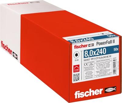 Fischer 562937 FPF II CTF 8,0 x 240 BC 50 Houtschroef 8 mm 240 mm TX Staal Galvanisch verzinkt 50 stuk(s) Fischer 562937 FPF II CTF 8,0 x 240 BC 50 Houtschroef 8 mm 240 mm TX Staal Galvanisch verzinkt 50 stuk(s)