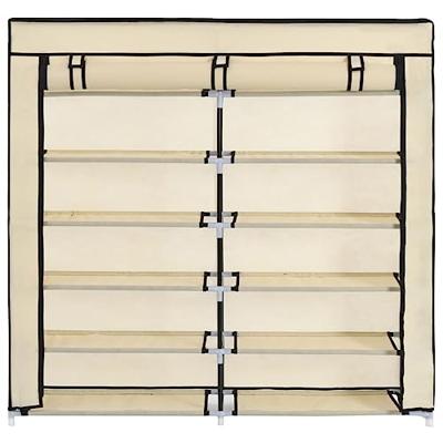 VidaXL Schoenenkast met hoes 115x28x110 cm stof crème