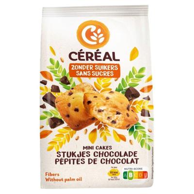 Cereal Mini cakes met stukjes chocolade zonder suikers 196 Gram