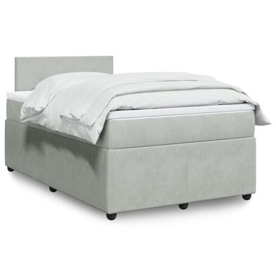 Boxspring met matras fluweel lichtgrijs 140x200 cm