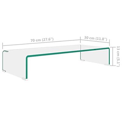 Tv-meubel/monitorverhoger transparant 70x30x13 cm glas