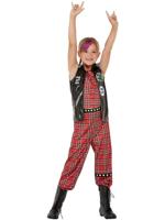 Punk Rocker Kostuum Meisje Tartan - thumbnail