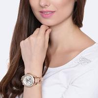 Fossil Dames Riley multifunctioneel Rosegoudkleurig roestvrijstalen horloge ES3466 - thumbnail