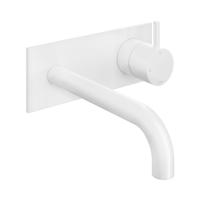 Hotbath Cobber afbouwdeel inbouw wastafelmengkraan met achterplaat en 18 cm uitloop mat wit CB006EXT18WH - thumbnail