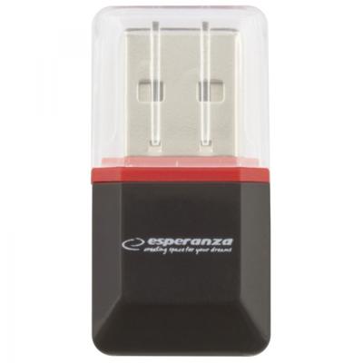 Esperanza EA134K geheugenkaartlezer Zwart, Zilver, Transparant USB 2.0 - thumbnail