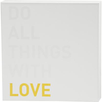 Canvas met goudkleurige motieven, H: 25,4 cm, D: 2,54 cm, B: 25,4 cm, wit, 1 stuk