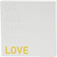 Canvas met goudkleurige motieven, H: 25,4 cm, D: 2,54 cm, B: 25,4 cm, wit, 1 stuk - thumbnail