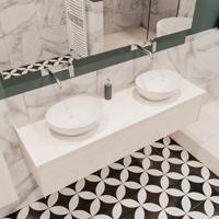 Mondiaz Lush Barco badmeubel underlayment 150 cm 1 lade mdf 2 waskommen beide zijden zonder kraangat - thumbnail