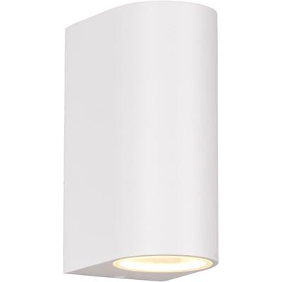 LED Tuinverlichting - Wandlamp Buitenlamp - Trion Royina Up and Down - GU10 Fitting - Spatwaterdicht IP44 - Rond - Mat Wit - Aluminium