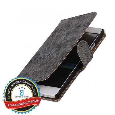 Bookwallet lizard grijs hoes Huawei P9 Lite Bookwallet lizard grijs hoes Huawei P9 Lite