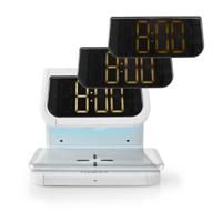 Wekker | Draadloze Lader | Qi-gecertificeerd | Meerkleurige Nachtlamp | Wit - thumbnail