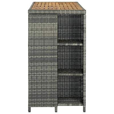Bartafel met opbergrek 120x60x110 cm poly rattan grijs