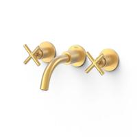 Wastafelmengkraan Inbouw Tres Mont Blanc 3-Gats Mat Goud - thumbnail