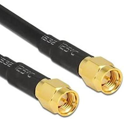 Delock WiFi-antenne Aansluitkabel [1x SMA-stekker - 1x SMA-stekker] 10.00 m Zwart Vergulde steekcontacten