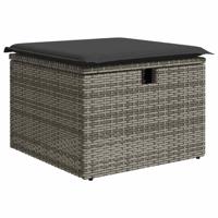 7-delige Loungeset met kussens poly rattan grijs - thumbnail