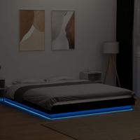 Bedframe met LED-verlichting bewerkt hout zwart 150x200 cm - thumbnail