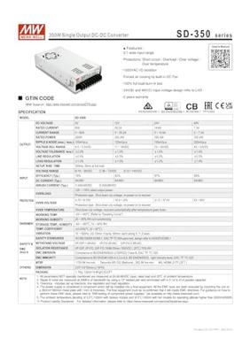 MEAN WELL SD-350B-12 DC/DC-converter 330 W Aantal uitgangen: 1 x Inhoud 1 stuk(s)