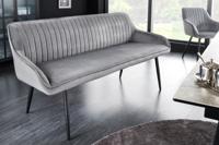 Design bank TURIN 160cm zilvergrijs fluweel zwart metalen armleuning - 43692 - thumbnail