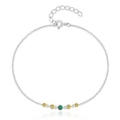 Zilveren Elenza Armband met Groene en Gele Zirkonia - Verfijnde Stijl voor Dames