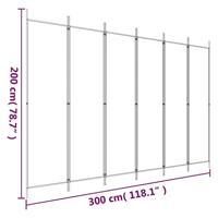 Kamerscherm met 6 panelen 300x200 cm stof wit - thumbnail