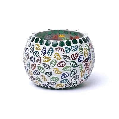 Glas Mozaïek Theelichthouder Bladeren uit India Glas Mozaïek Theelichthouder Bladeren uit India