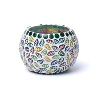 Glas Mozaïek Theelichthouder Bladeren uit India - thumbnail