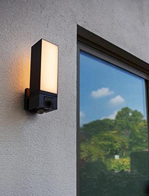Buitenlamp met camera &apos;Cuba&apos; voordeur lamp zwart led lamp 32 cm - thumbnail