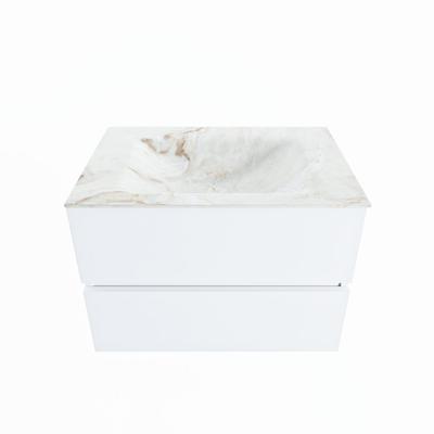 MONDIAZ VICA-DLUX 70cm badmeubel onderkast Talc 2 lades. Inbouw wastafel CLOUD midden zonder kraangat, kleur Frappe. MONDIAZ VICA-DLUX 70cm badmeubel onderkast Talc 2 lades. Inbouw wastafel CLOUD midden zonder kraangat, kleur Frappe.