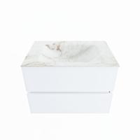 MONDIAZ VICA-DLUX 70cm badmeubel onderkast Talc 2 lades. Inbouw wastafel CLOUD midden zonder kraangat, kleur Frappe. - thumbnail