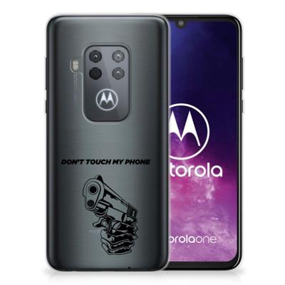 Motorola One Zoom Silicone-hoesje Gun Don't Touch My Phone Motorola One Zoom Silicone-hoesje Gun Don't Touch My Phone