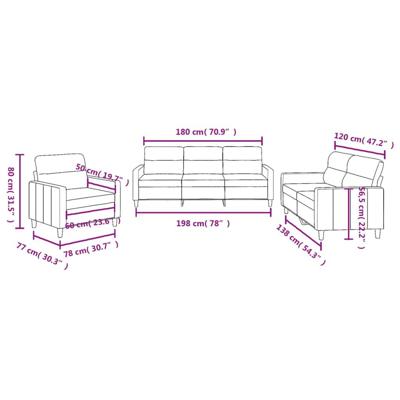 3-delige Loungeset met kussens stof taupe