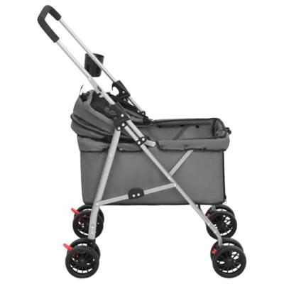 VidaXL Hondenwagen inklapbaar 76x50x100 cm oxford stof grijs - thumbnail