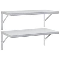 Wandschappen 2 st 75x40 cm roestvrijstaal zilverkleurig - thumbnail