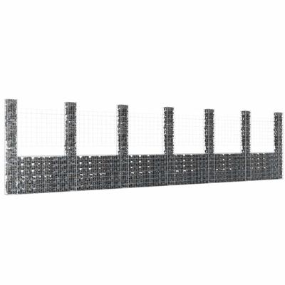 Schanskorf U-vormig met 7 palen 740x20x200 cm ijzer