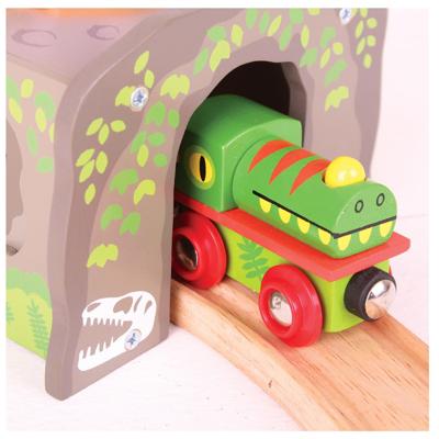 Bigjigs houten t-rex treintunnel