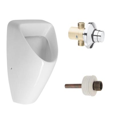 Urinoir Set Sapho Schwarn Met Drukplaat en Afvoer Wit