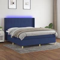 Boxspring met matras en LED stof blauw 160x200 cm - thumbnail