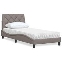 Bed met matras stof taupe 90x200 cm - thumbnail