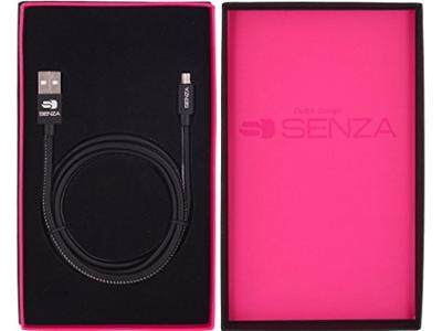 Senza Premium Leather Charge/Sync Cable Micro USB 1.5m. 12W Black