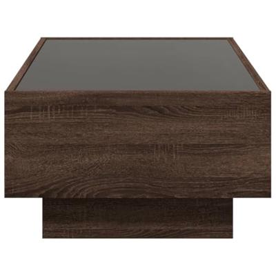 Salontafel met LED 90x50x30 cm bewerkt hout bruin eikenkleurig