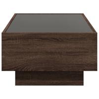 Salontafel met LED 90x50x30 cm bewerkt hout bruin eikenkleurig - thumbnail