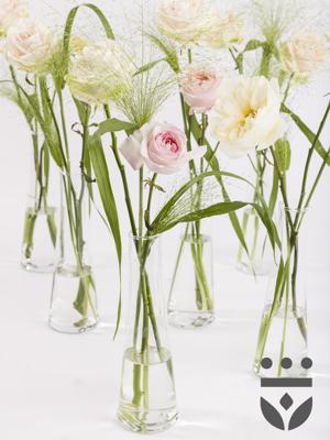 6 pastel tafelstukjes, inclusief vaasjes - Platinum | Hoog 6 pastel tafelstukjes, inclusief vaasjes - Platinum | Hoog