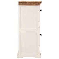 Dressoir 55x30x73 cm massief ruw mangohout wit en bruin - thumbnail