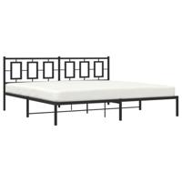 Bedframe met hoofdbord metaal zwart 193x203 cm - thumbnail