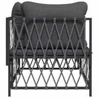 Tuinhoekbank met kussens geweven stof antracietkleurig - thumbnail