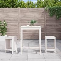 3-delige Barset massief grenenhout wit - thumbnail