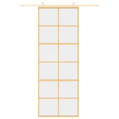 VidaXL Schuifdeur 76x205 cm helder esg-glas en aluminium goudkleurig