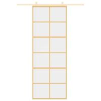 VidaXL Schuifdeur 76x205 cm helder esg-glas en aluminium goudkleurig - thumbnail